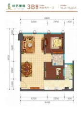 万宁时代峯璟2室2厅1厨1卫建面91.96㎡