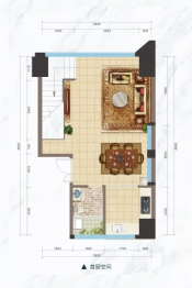 万宁时代峯璟2室2厅1厨2卫建面60.21㎡