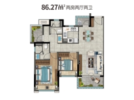 龙光玖云臺2室2厅1厨2卫建面86.27㎡