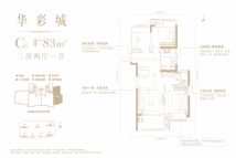 万科华彩城建面约83平米户型