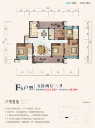 龙泉绿城5室2厅2厨3卫建面214.29㎡