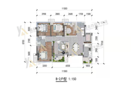 环天山屿城4室2厅1厨2卫建面95.87㎡