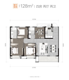 星澜城4室2厅1厨2卫建面128.00㎡