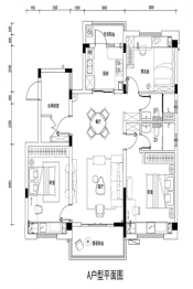 碧桂园十里江湾3室2厅1厨2卫建面119.00㎡