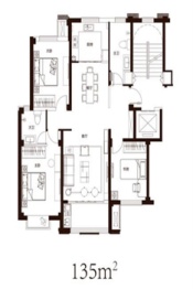 平安秀水湾3室2厅1厨2卫建面135.00㎡