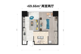 北辰·光谷里2室2厅1厨1卫建面69.66㎡