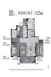 蓝光中天雍锦园4室2厅2卫建面125.00㎡