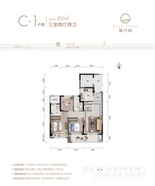 蓝城锦月园3室2厅1厨2卫建面88.00㎡