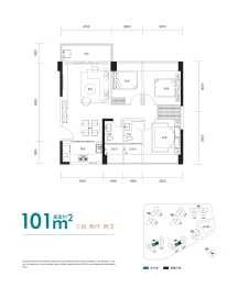 京基智农·山海御园3室2厅1厨2卫建面101.00㎡