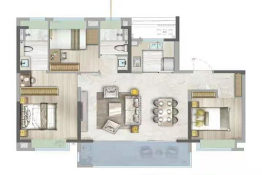 中南君启3室2厅2卫建面125.00㎡