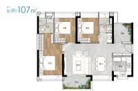 3栋建面107㎡户型图