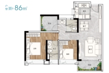 保利·湾上3/4栋建面86㎡户型
