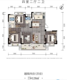 蓝光未来城4室2厅1厨2卫建面128.00㎡