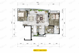 环球融创未来城3室2厅1厨2卫建面106.00㎡