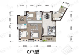 合景.领峰4室2厅1厨2卫建面116.00㎡