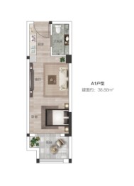 美景芳菲1室1厅1厨1卫建面38.88㎡