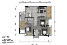 世纪金马旺龙湖·揽景3室2厅1厨2卫建面98.73㎡