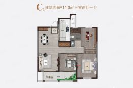 悦达悦珑湾3室2厅1厨1卫建面113.0㎡