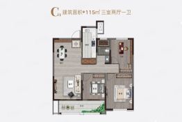 悦达悦珑湾3室2厅1厨1卫建面115.0㎡
