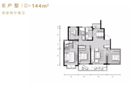 金地中心4室2厅1厨2卫建面144.00㎡