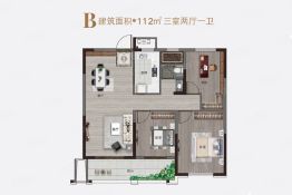 悦达悦珑湾3室2厅1厨1卫建面112.0㎡