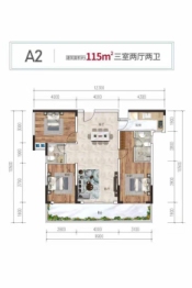 观澜湖君悦公馆3室2厅1厨2卫建面115.00㎡