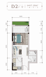 时光·泊月1室1厅1卫建面47.16㎡
