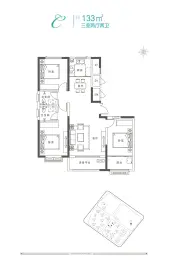 金庆名仁国际城3室2厅1厨2卫建面133.00㎡