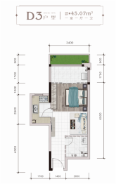 时光·泊月1室1厅1卫建面45.07㎡