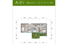 山语涧康养旅游小镇2室1厅1厨1卫建面45.53㎡