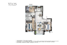 碧桂园江山赋3室2厅1厨2卫建面125.00㎡