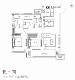 保利·堂悦3室2厅1厨2卫建面117.00㎡