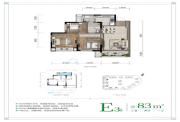 融创南凌樾3室2厅1厨1卫建面83.00㎡