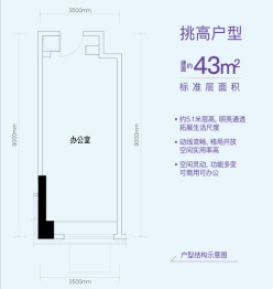 万科城·时代都会1室1厅建面43.00㎡