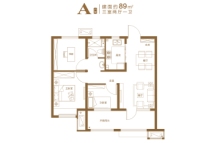 和达正阳北岸3室2厅1卫89㎡A户型