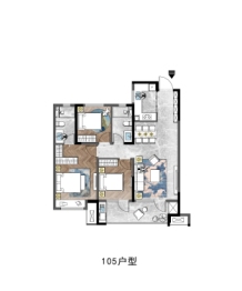 绿地·国科健康科技小镇3室2厅1厨1卫建面105.00㎡