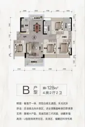 乐昌正升华府4室2厅1厨2卫建面128.00㎡