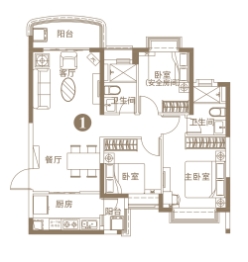 广州阳光半岛3室2厅1厨2卫建面98.00㎡