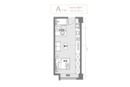 香江悦中心1室1厅1厨1卫建面40.00㎡