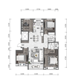 中海·汇德里4室2厅1厨2卫建面144.00㎡