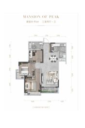 南山御峯3室2厅1厨1卫建面91.0㎡