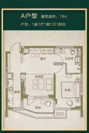 大连维特奥健康小镇1室1厅1厨1卫建面78.00㎡