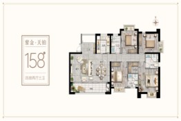 名城紫金轩4室2厅1厨3卫建面158.0㎡