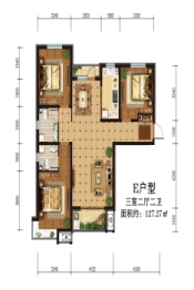 襄政朗月3室2厅1厨2卫建面127.27㎡