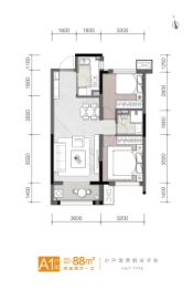 保利时光印象2室2厅1厨1卫建面88.00㎡