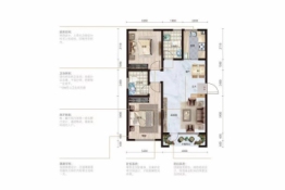 华尔街·中央公馆2室2厅1厨2卫建面84.65㎡