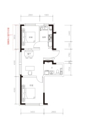 中邑尚都城2室1厅1厨1卫建面72.00㎡