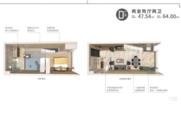 七星企业公园2室2厅1厨2卫建面47.54㎡