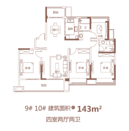 太湖郡府4室2厅1厨2卫建面143.00㎡