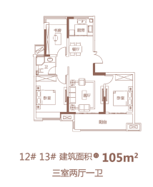 太湖郡府3室2厅1厨1卫建面105.00㎡